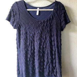 Espresso all ruffles navy blue shirt